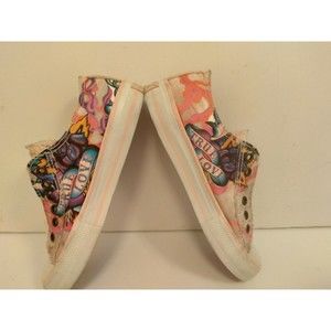 Ed Hardy Ladies Pink True Love Us Sz 6 Euro 37 Laceless Slip On Sneakers Euc